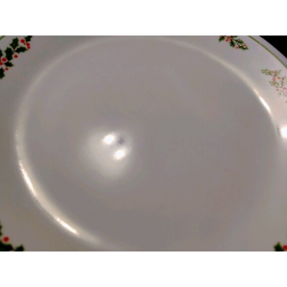 Corning Corelle Dinner Plate Christmas Holly Days 10.5" Vintage Set 4 Green Rim - Picture 6 of 11